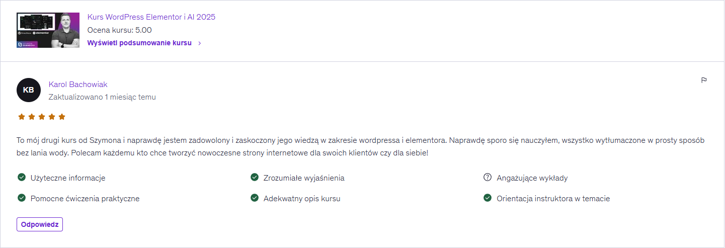 Opinia Kurs WordPress 3