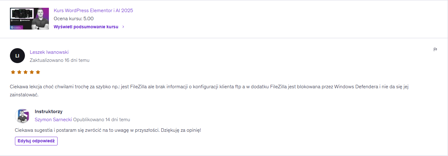 Opinia Kurs WordPress 2