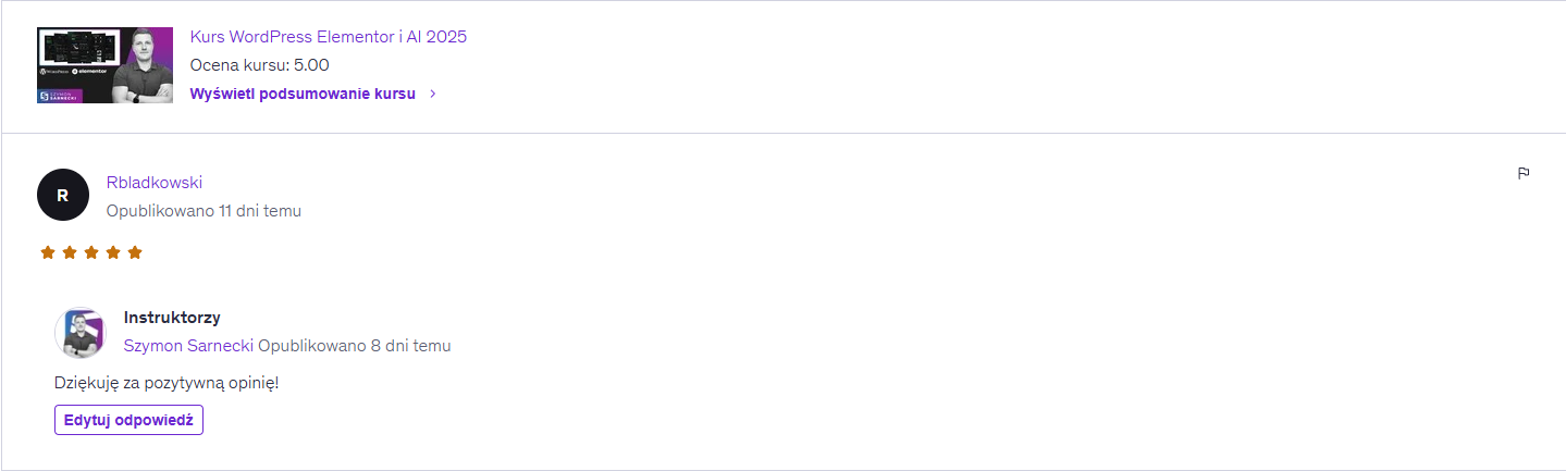 Opinia Kurs WordPress
