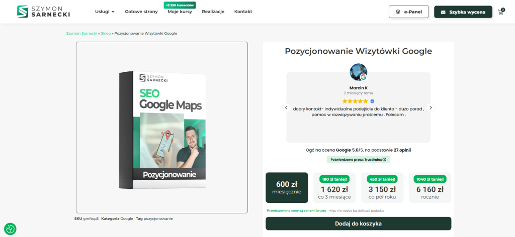 Ile kosztuje pozycjonowanie wizytówki Google