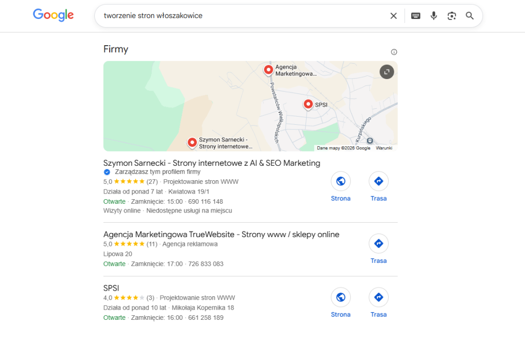 Tworzenie stron internetowych Włoszakowice