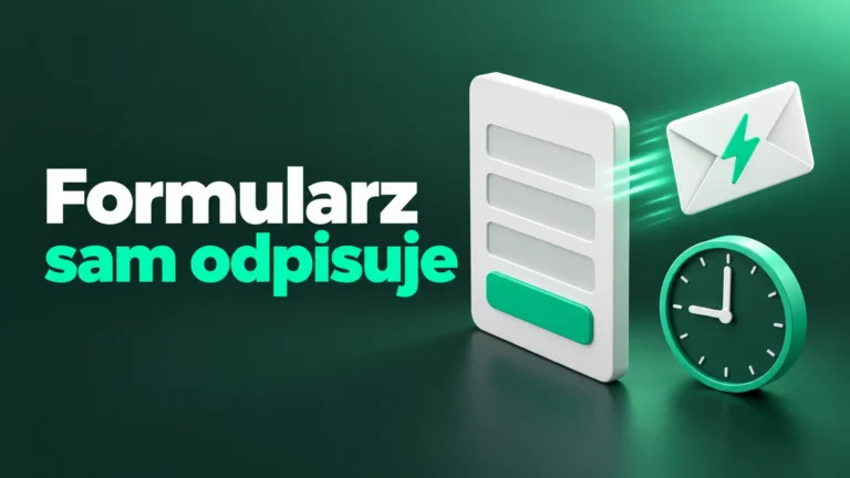 Formularz sam odpisuje: formularz kontaktowy, koperta z błyskawicą i zegar