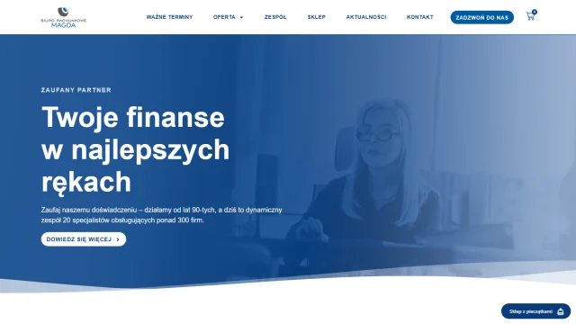 Strona Biura Rachunkowego Magda z ofertą księgowości i sklepem