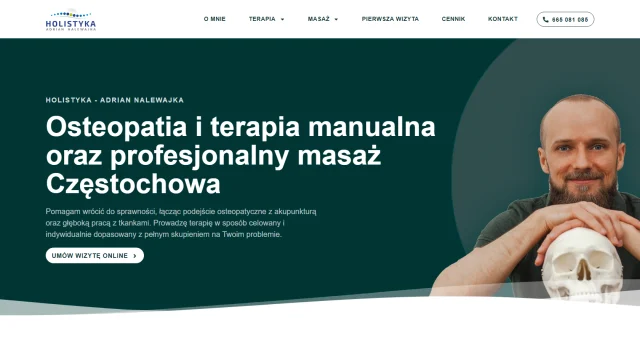 Strona gabinetu Holistyka Adrian Nalewajka: osteopatia, terapia manualna i masaż