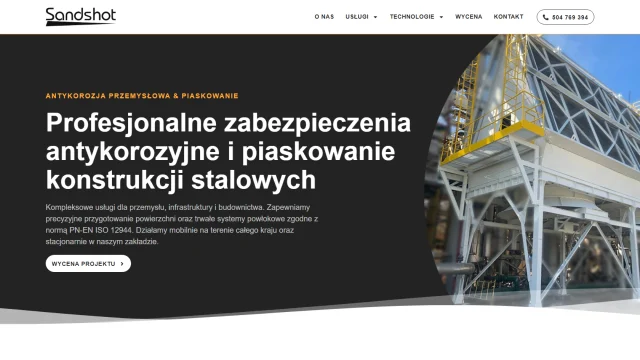 Strona firmy Sandshot: piaskowanie i zabezpieczenia antykorozyjne konstrukcji stalowych