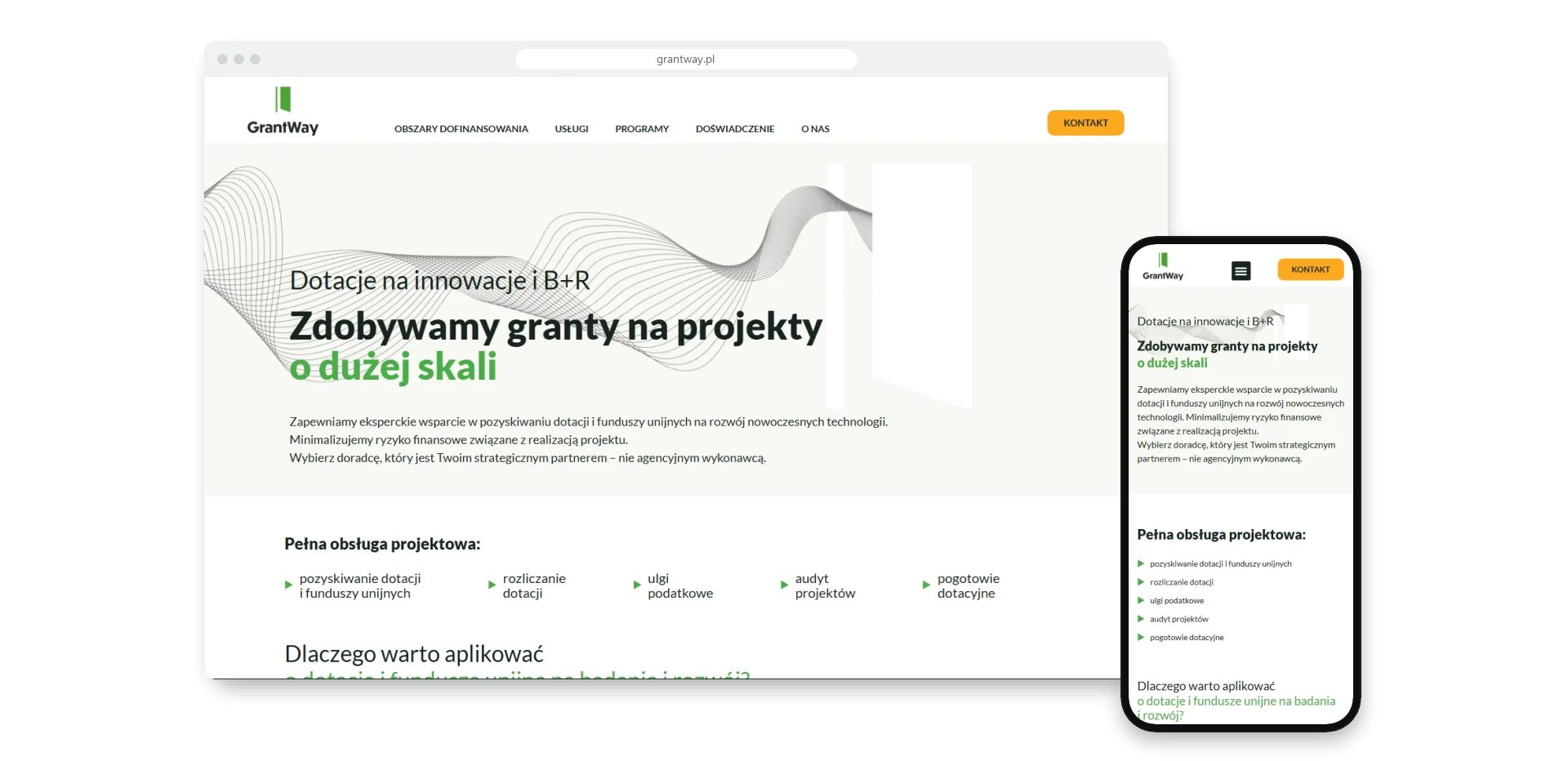 GrantWay - strona internetowa typu one page